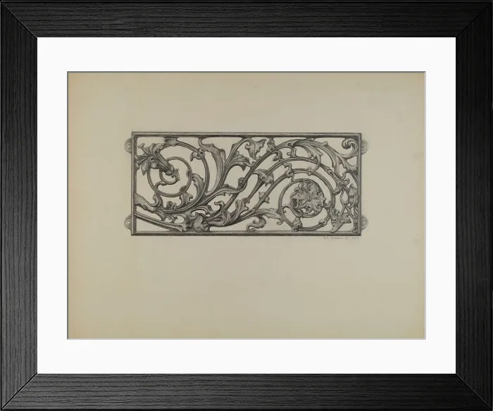Framed Print : Cast Iron Window Grille, 1937. Creator: Austin L. Davison Framed Print : Cast Iron Window Grille, 1937. Creator: Austin L. Davison