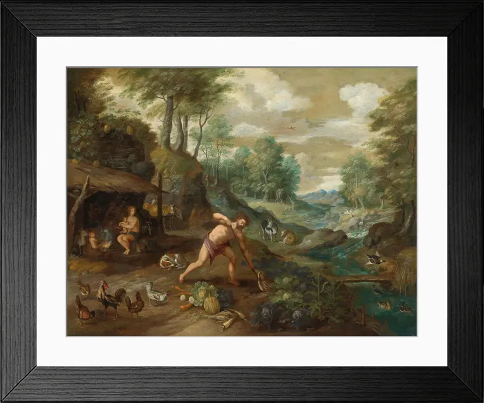 Framed Print : Adam working in the Field. Creator: Brueghel, Jan, the Younger (1601-1678) Framed Print : Adam working in the Field. Creator: Brueghel, Jan, the Younger (1601-1678)