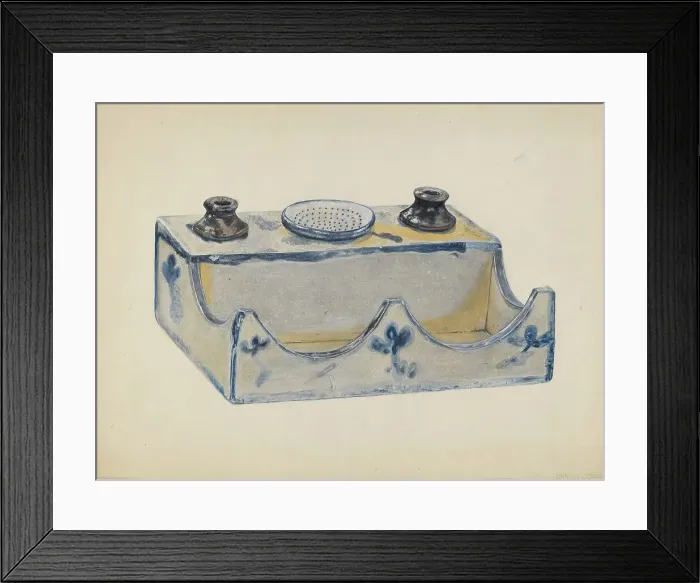 Framed Print : Pottery Ink Stand, c. 1936. Creator: John Jordan Framed Print : Pottery Ink Stand, c. 1936. Creator: John Jordan