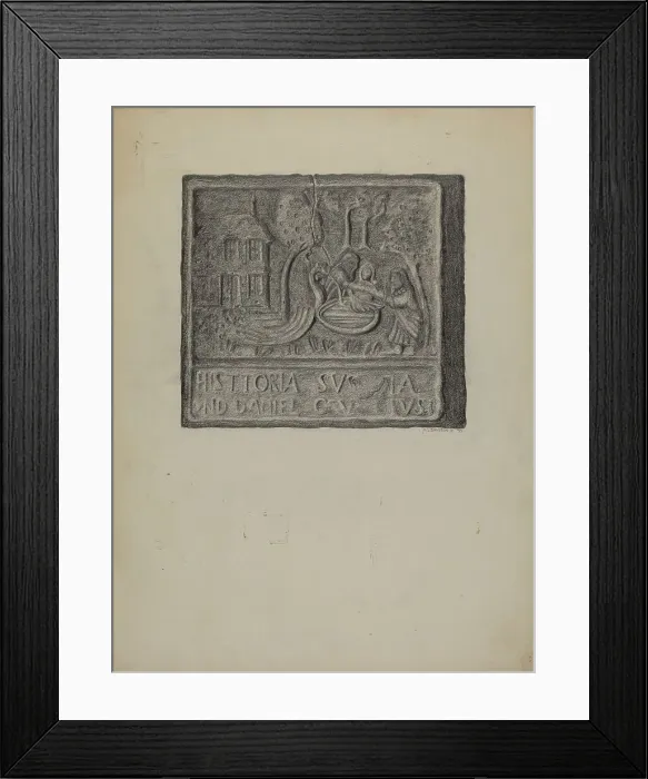 Framed Print : Pa. German Stove Plate, 1937. Creator: Austin L. Davison Framed Print : Pa. German Stove Plate, 1937. Creator: Austin L. Davison