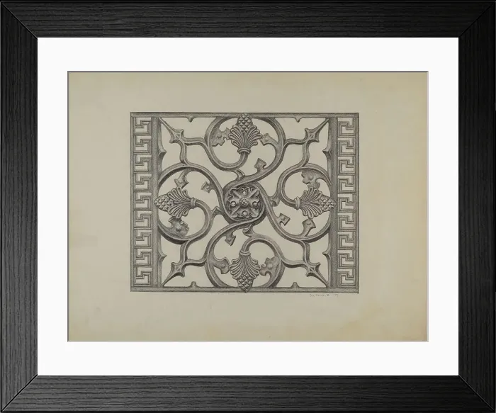 Framed Print : Cast Iron Window Grille, 1937. Creator: Austin L. Davison Framed Print : Cast Iron Window Grille, 1937. Creator: Austin L. Davison