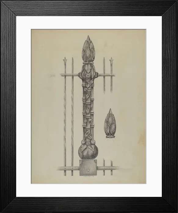 Framed Print : Standard from Iron Fence, 1937. Creator: Austin L. Davison Framed Print : Standard from Iron Fence, 1937. Creator: Austin L. Davison