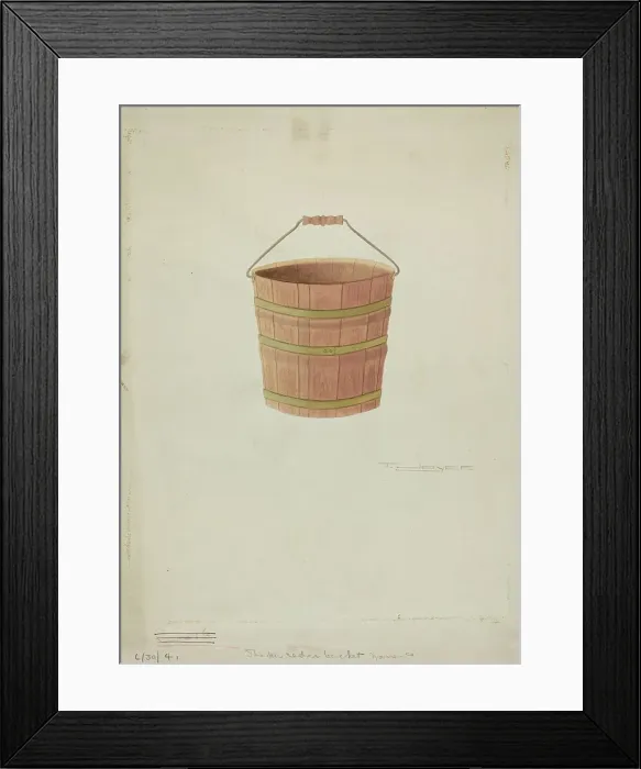 Framed Print : Shaker Cedar Bucket, 1941. Creator: T. Joyce