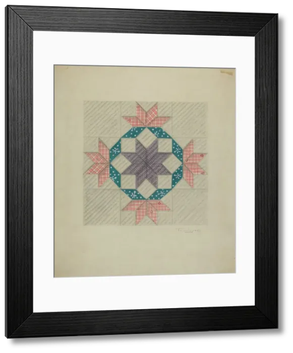 Framed Print : Patchwork Quilt Pattern, 1935 / 1942. Creator: T. Joyce Framed Print : Patchwork Quilt Pattern, 1935 / 1942. Creator: T. Joyce