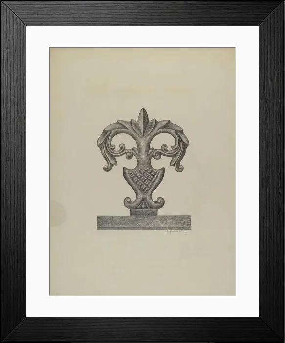 Framed Print : Cast Iron Fence Finial, 1937. Creator: Austin L. Davison Framed Print : Cast Iron Fence Finial, 1937. Creator: Austin L. Davison
