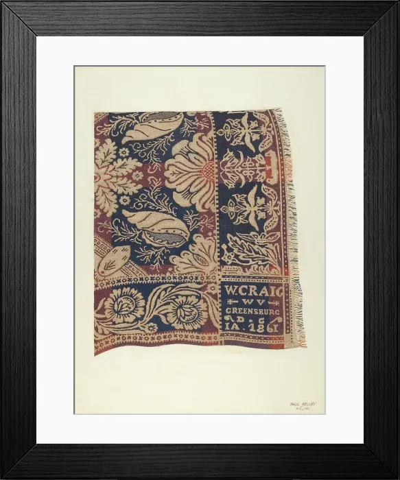 Framed Print : Jacquard Coverlet, 1935 / 1942. Creator: Paul Kelly Framed Print : Jacquard Coverlet, 1935 / 1942. Creator: Paul Kelly