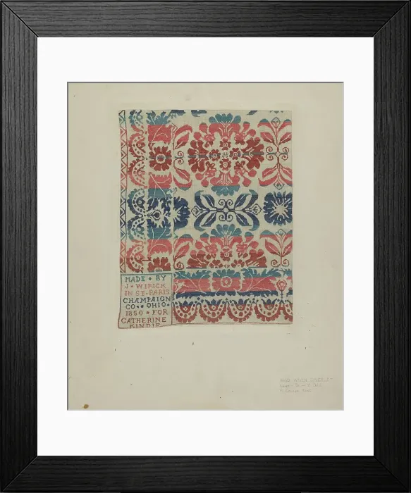 Framed Print : Hand Woven Coverlet, c. 1939. Creator: M. Louise Kent Framed Print : Hand Woven Coverlet, c. 1939. Creator: M. Louise Kent