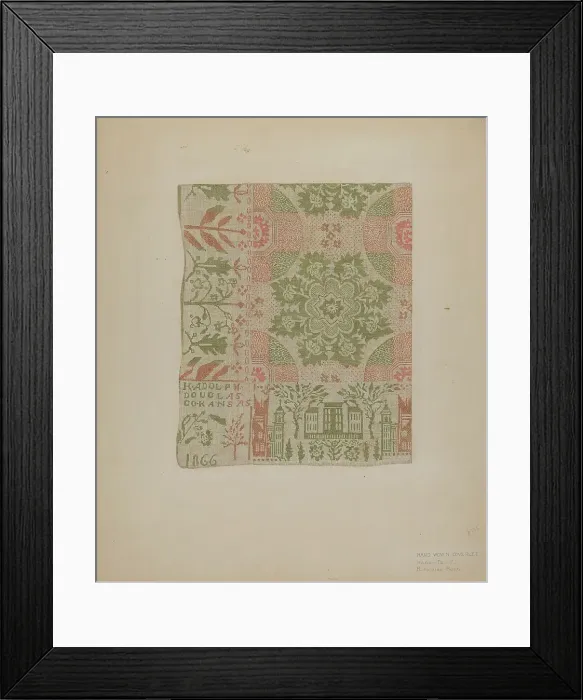 Framed Print : Handwoven Coverlet, c. 1939. Creator: M. Louise Kent Framed Print : Handwoven Coverlet, c. 1939. Creator: M. Louise Kent