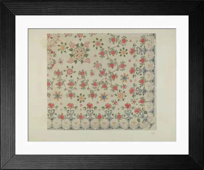 Framed Print : Printed Bedspread, c. 1938. Creator: Edward Kibbee Framed Print : Printed Bedspread, c. 1938. Creator: Edward Kibbee