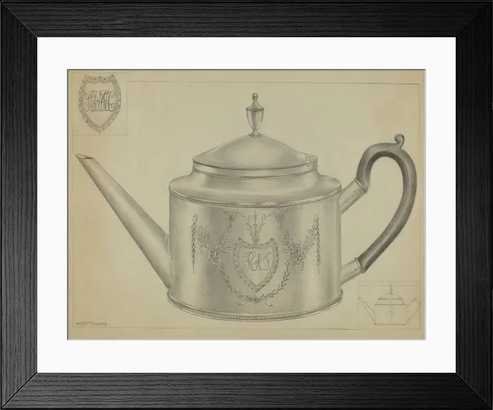 Framed Print : Silver Teapot, c. 1936. Creator: Hester Duany Framed Print : Silver Teapot, c. 1936. Creator: Hester Duany