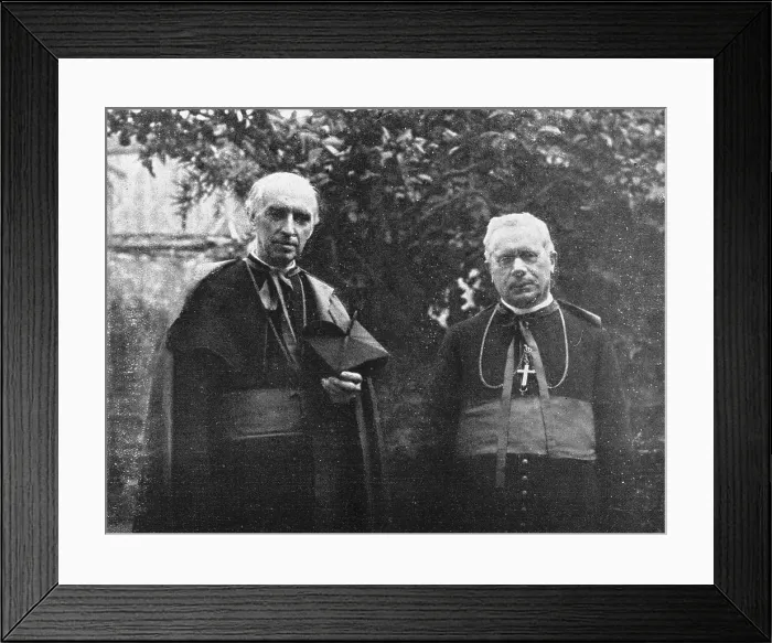 Framed Print : Le cardinal Mercier, archeveque de Malines, et Mgr. Heylen, eveque de Namur, dans... 1916. Creator: Robert Vaucher Framed Print : Le cardinal Mercier, archeveque de Malines, et Mgr. Heylen, eveque de Namur, dans... 1916. Creator: Robert Vaucher