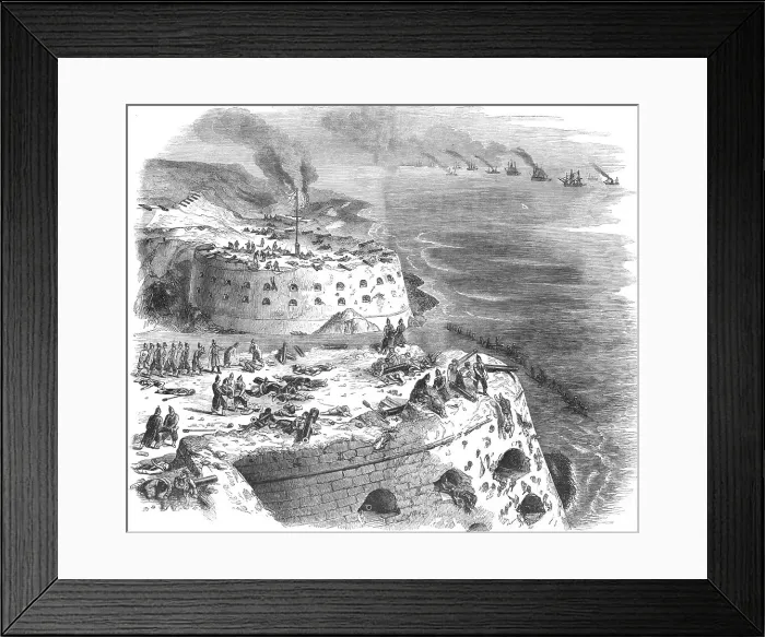 Framed Print : Sebastopol; Scene the morning after the Naval attack on Sebastopol - The upper batteries... 1854. Creator: Unknown Framed Print : Sebastopol; Scene the morning after the Naval attack on Sebastopol - The upper batteries... 1854. Creator: Unknown