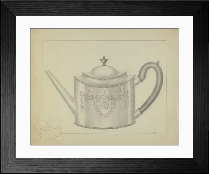 Framed Print : Silver Teapot, c. 1936. Creator: Hester Duany Framed Print : Silver Teapot, c. 1936. Creator: Hester Duany