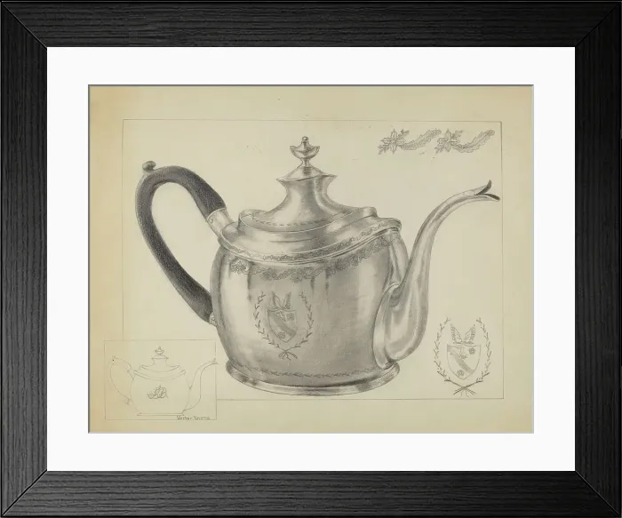 Framed Print : Silver Teapot, c. 1935. Creator: Hester Duany Framed Print : Silver Teapot, c. 1935. Creator: Hester Duany