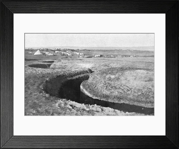 Framed Print : Les defenses de Salonique inspectees par le general Sarrail; une des lignes de tranchees... 1916. Creator: Hubert Jacques Framed Print : Les defenses de Salonique inspectees par le general Sarrail; une des lignes de tranchees... 1916. Creator: Hubert Jacques