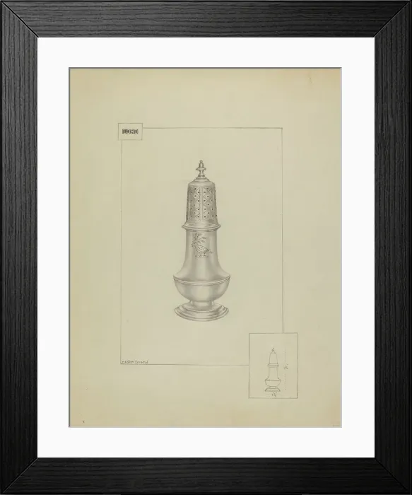 Framed Print : Silver Pepper Pot, c. 1936. Creator: Hester Duany Framed Print : Silver Pepper Pot, c. 1936. Creator: Hester Duany