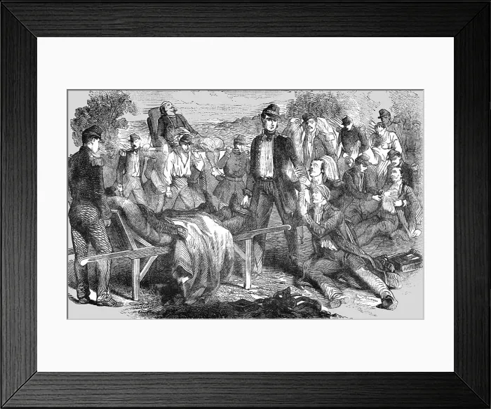 Framed Print : Sebastopol; Carrying the Wounded to the Hospital Lines, 1854. Creator: Unknown Framed Print : Sebastopol; Carrying the Wounded to the Hospital Lines, 1854. Creator: Unknown