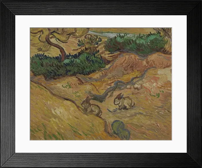 Framed Print : Landscape with Rabbits, 1889. Creator: Gogh, Vincent, van (1853-1890) Framed Print : Landscape with Rabbits, 1889. Creator: Gogh, Vincent, van (1853-1890)