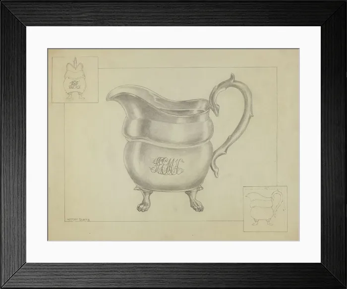 Framed Print : Silver Creamer, c. 1936. Creator: Hester Duany Framed Print : Silver Creamer, c. 1936. Creator: Hester Duany
