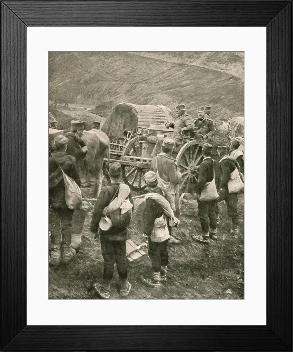 Framed Print : Le Vieux Roi Pierre de Serbie sur la Route de L'Exil. 1916. Creator: Unknown Framed Print : Le Vieux Roi Pierre de Serbie sur la Route de L'Exil. 1916. Creator: Unknown