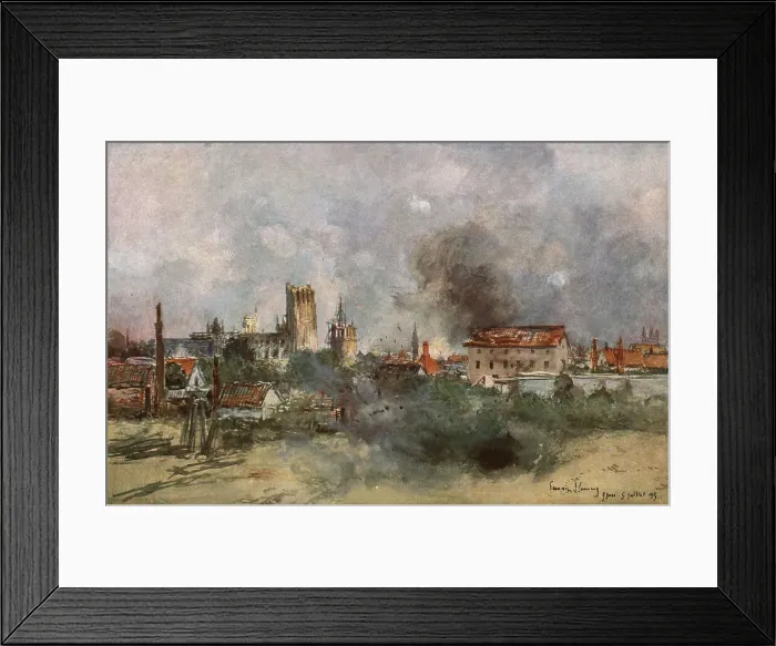 Framed Print : Bombardement d'Ypres, le 5 juillet 1915. 1915. Creator: Unknown Framed Print : Bombardement d'Ypres, le 5 juillet 1915. 1915. Creator: Unknown