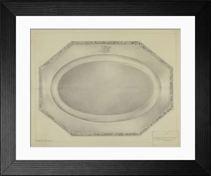 Framed Print : Silver Meat Platter, c. 1936. Creator: Hester Duany Framed Print : Silver Meat Platter, c. 1936. Creator: Hester Duany