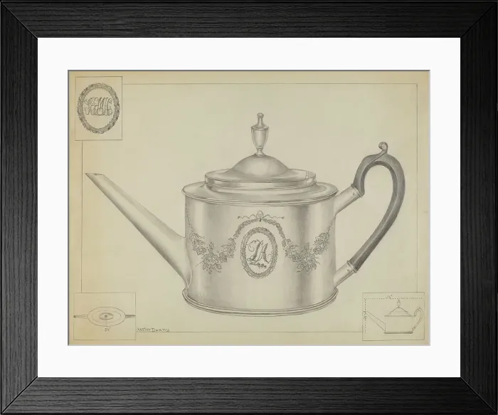 Framed Print : Silver Teapot, c. 1936. Creator: Hester Duany Framed Print : Silver Teapot, c. 1936. Creator: Hester Duany