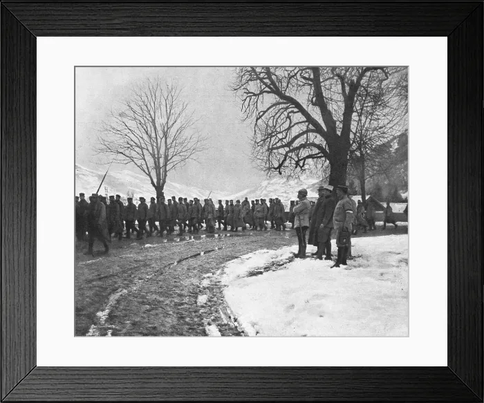Framed Print : Les Prisonniers Allemands de L'Hartmannswillerkopf; Defile devant le general Dubail. 1916. Creator: Unknown Framed Print : Les Prisonniers Allemands de L'Hartmannswillerkopf; Defile devant le general Dubail. 1916. Creator: Unknown
