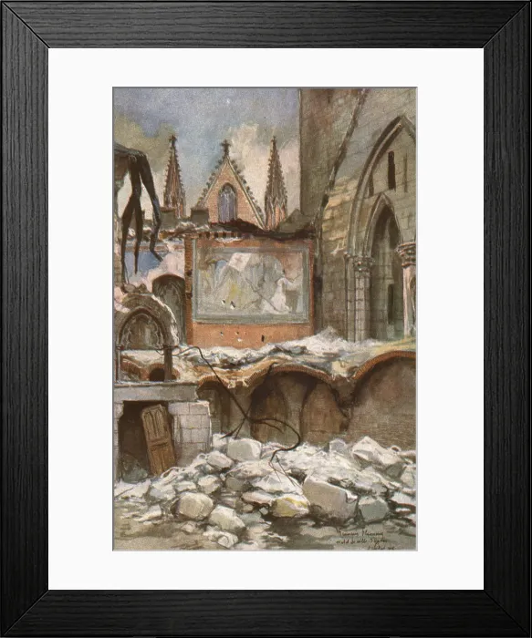 Framed Print : Interieur de l'Hotel de Ville d'Ypres. c1915. Creator: Francois Flameng Framed Print : Interieur de l'Hotel de Ville d'Ypres. c1915. Creator: Francois Flameng