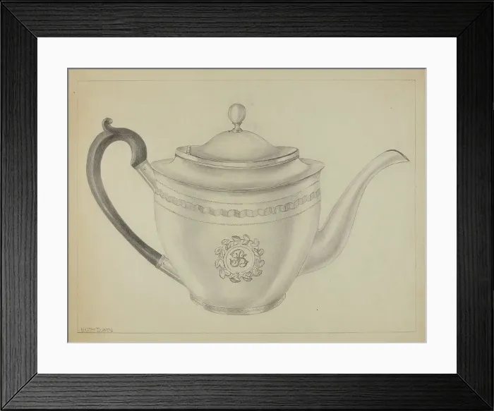 Framed Print : Silver Teapot, c. 1936. Creator: Hester Duany Framed Print : Silver Teapot, c. 1936. Creator: Hester Duany