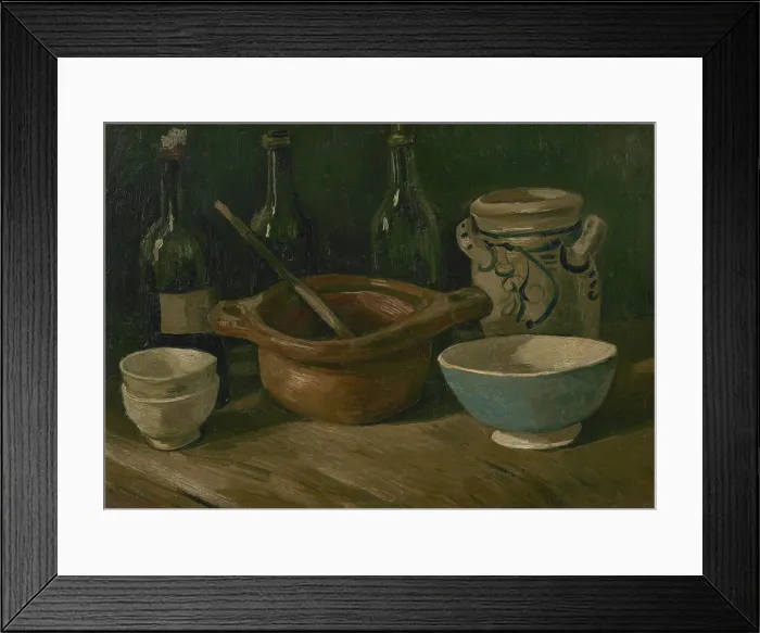 Framed Print : Still Life with Earthenware and Bottles, 1885. Creator: Gogh, Vincent, van (1853-1890) Framed Print : Still Life with Earthenware and Bottles, 1885. Creator: Gogh, Vincent, van (1853-1890)