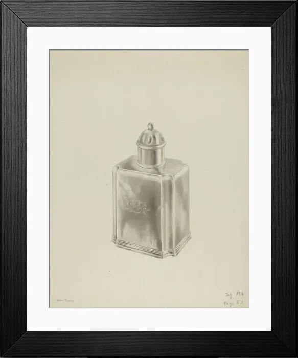 Framed Print : Silver Tea Caddy, c. 1939. Creator: Hester Duany Framed Print : Silver Tea Caddy, c. 1939. Creator: Hester Duany