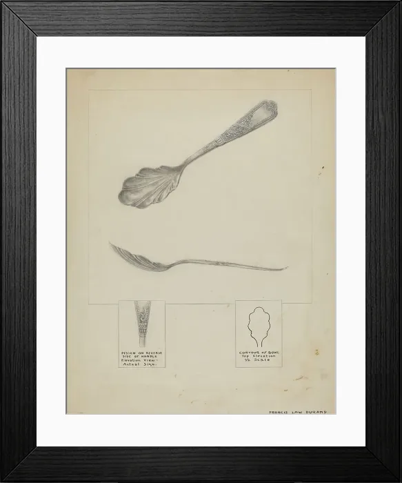 Framed Print : Silver Sugar Spoon, c. 1936. Creator: Francis Law Durand Framed Print : Silver Sugar Spoon, c. 1936. Creator: Francis Law Durand