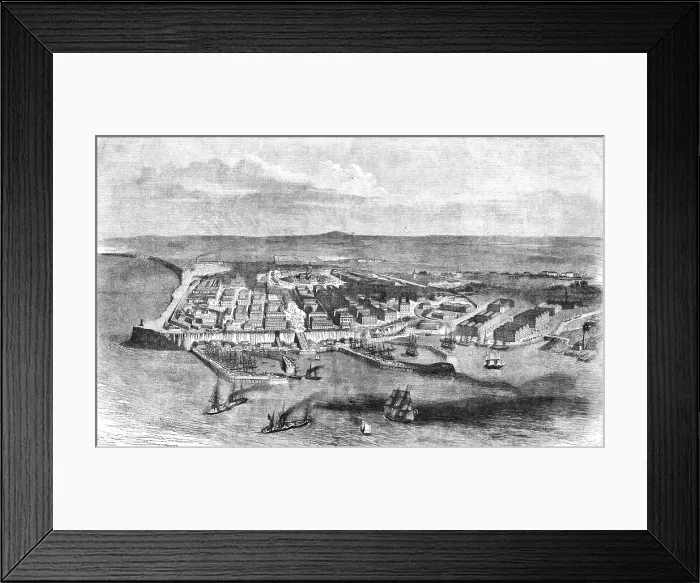 Framed Print : General View of the Town and Harbours of Odessa, on the Black Sea, 1854. Creator: Unknown Framed Print : General View of the Town and Harbours of Odessa, on the Black Sea, 1854. Creator: Unknown