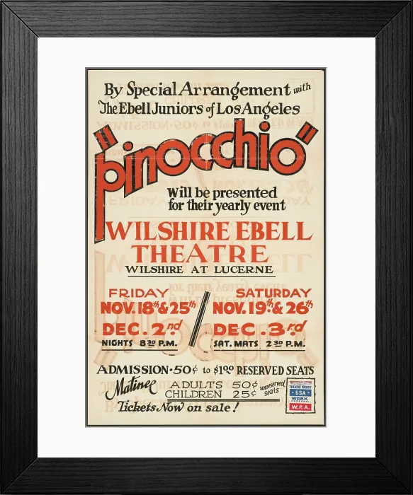 Framed Print : Pinocchio, [193-]. Creator: Unknown