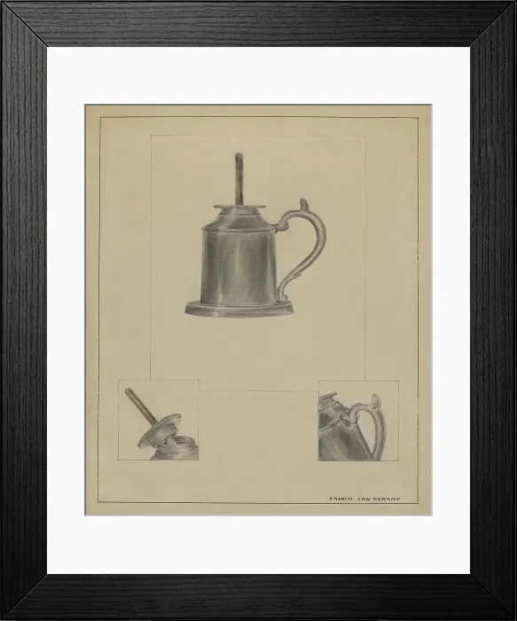 Framed Print : Pewter Fluid Lamp, c. 1936. Creator: Francis Law Durand Framed Print : Pewter Fluid Lamp, c. 1936. Creator: Francis Law Durand