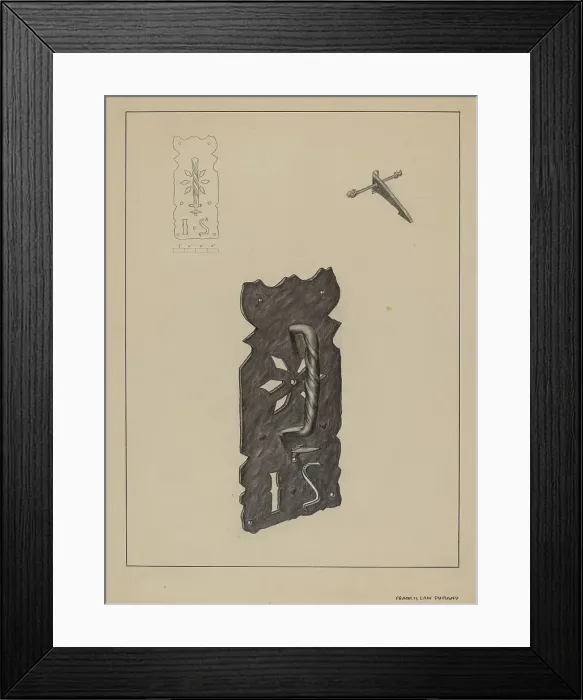 Framed Print : Latch Plate, c. 1936. Creator: Francis Law Durand Framed Print : Latch Plate, c. 1936. Creator: Francis Law Durand
