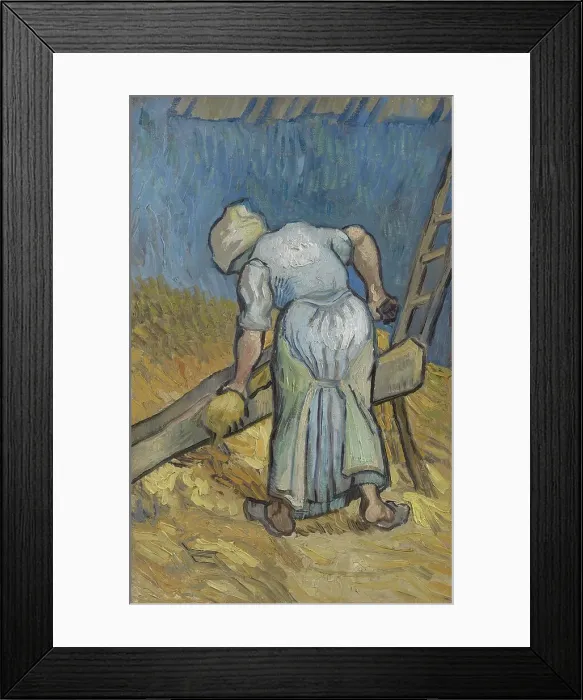 Framed Print : Peasant Woman Bruising Flax (after Millet), 1889. Creator: Gogh, Vincent, van (1853-1890) Framed Print : Peasant Woman Bruising Flax (after Millet), 1889. Creator: Gogh, Vincent, van (1853-1890)