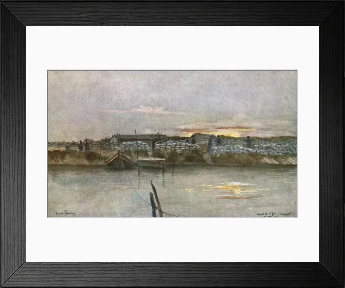 Framed Print : Le Canal de l'Yser a Nieuport. 1916. Creator: Francois Flameng Framed Print : Le Canal de l'Yser a Nieuport. 1916. Creator: Francois Flameng