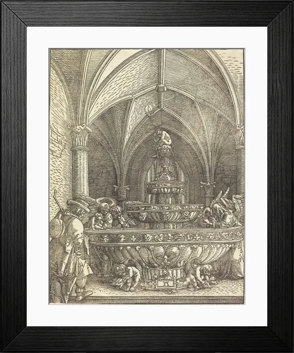 Framed Print : The Rest on the Flight into Egypt at a Fountain, c. 1512 / 1515. Creator: Albrecht Altdorfer Framed Print : The Rest on the Flight into Egypt at a Fountain, c. 1512 / 1515. Creator: Albrecht Altdorfer