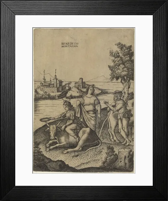 Framed Print : The Rape of Europa, c. 1515 / 1520. Creator: Benedetto Montagna Framed Print : The Rape of Europa, c. 1515 / 1520. Creator: Benedetto Montagna