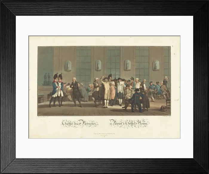 Framed Print : Caffeé des Patriotes - A Patriot's Coffée House, 1792. Creator: Jean Baptiste Morret Framed Print : Caffeé des Patriotes - A Patriot's Coffée House, 1792. Creator: Jean Baptiste Morret
