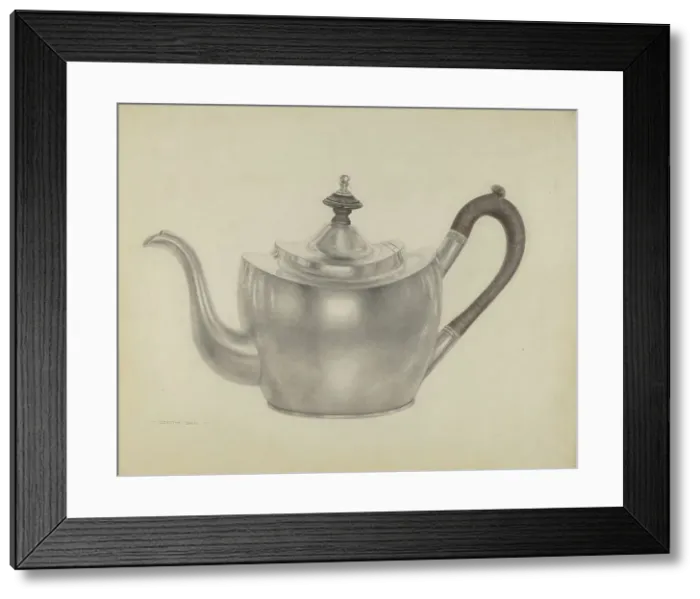 Framed Print : Silver Teapot, c. 1938. Creator: Dorothy Dwin Framed Print : Silver Teapot, c. 1938. Creator: Dorothy Dwin