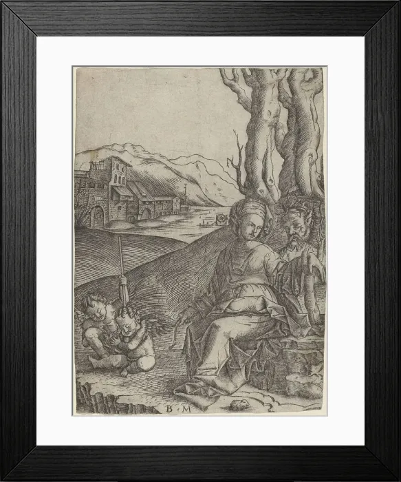 Framed Print : Woman and Satyr with Two Cupids, c. 1506 / 1512. Creator: Benedetto Montagna Framed Print : Woman and Satyr with Two Cupids, c. 1506 / 1512. Creator: Benedetto Montagna