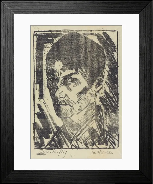 Framed Print : Self-Portrait Facing Left (Selbstbildnis nachlinks), 1920. Creator: Otto Mueller Framed Print : Self-Portrait Facing Left (Selbstbildnis nachlinks), 1920. Creator: Otto Mueller