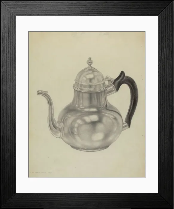 Framed Print : Silver Teapot, c. 1938. Creator: Dorothy Dwin Framed Print : Silver Teapot, c. 1938. Creator: Dorothy Dwin