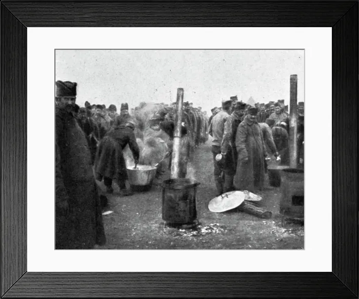 Framed Print : Aux Camps Serbes (Soldats et refugies civils) de Salonique; les cuisines des detchements... 1916. Creator: Hubert Jacques Framed Print : Aux Camps Serbes (Soldats et refugies civils) de Salonique; les cuisines des detchements... 1916. Creator: Hubert Jacques