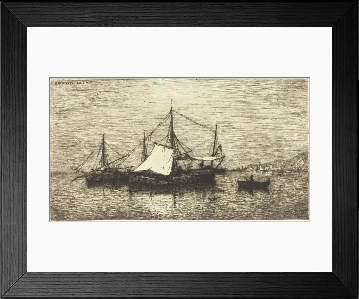 Framed Print : Coasting Trade Vessels, Italy, 1874. Creator: Adolphe Appian Framed Print : Coasting Trade Vessels, Italy, 1874. Creator: Adolphe Appian
