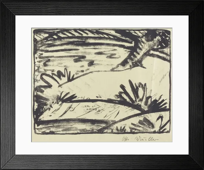 Framed Print : Landscape with Tree and Water (Landschaft mitBaum und Wasser), c. 1920. Creator: Otto Mueller Framed Print : Landscape with Tree and Water (Landschaft mitBaum und Wasser), c. 1920. Creator: Otto Mueller