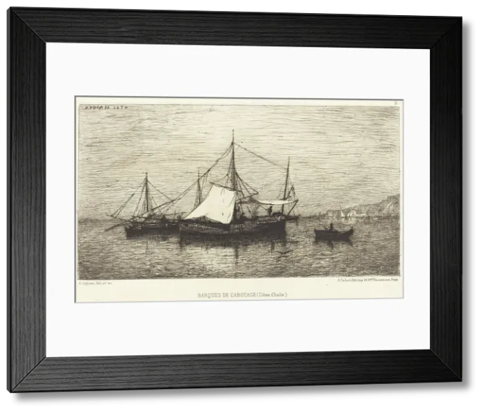 Framed Print : Barques de Cabotage. Creator: Adolphe Appian Framed Print : Barques de Cabotage. Creator: Adolphe Appian